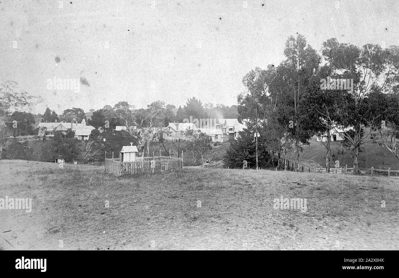 Negative - "WARROCK" Station, Casterton Bezirk, Victoria, ca. 1900, Gebäude auf "WARROCK" Station Stockfoto