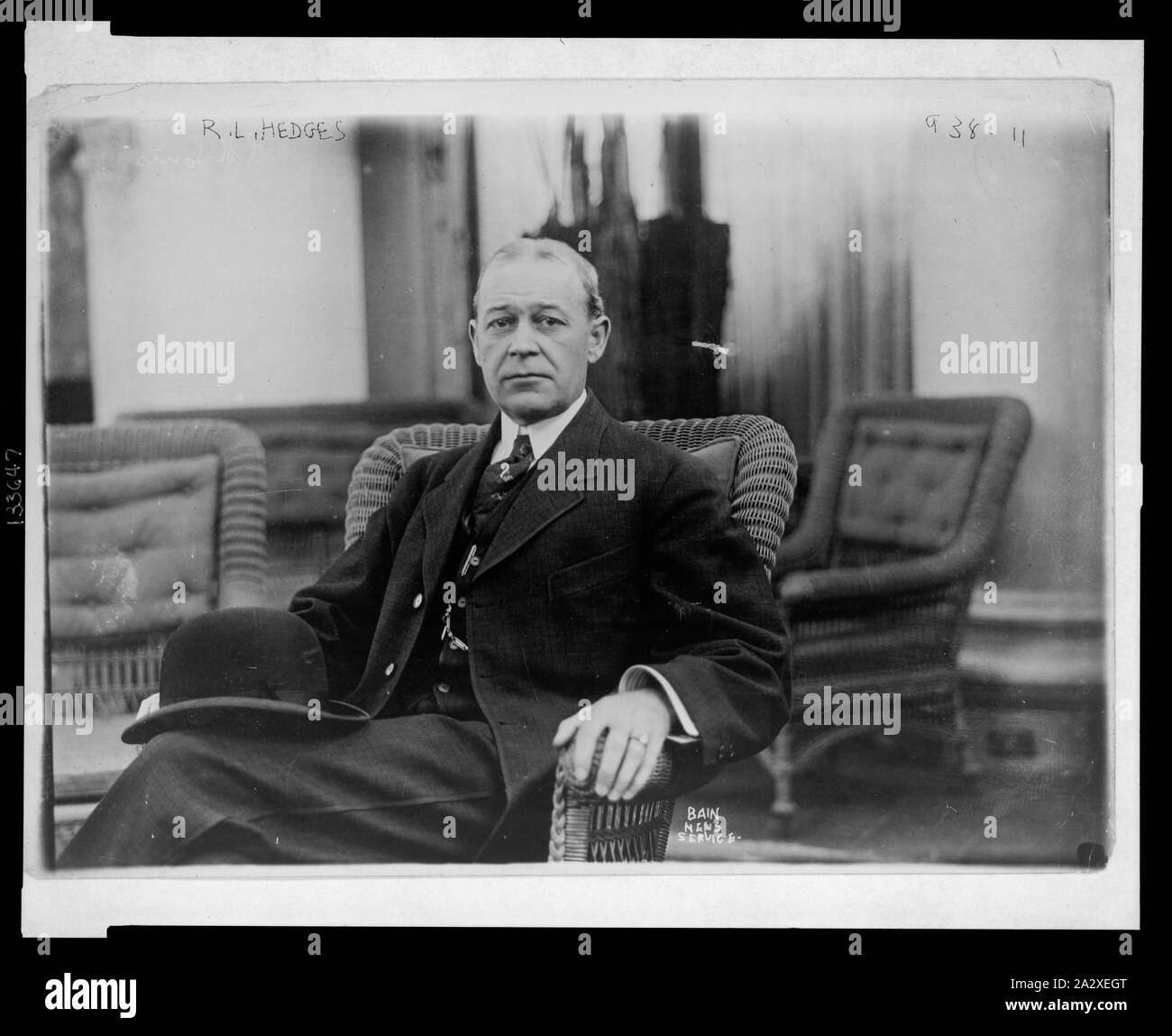 Robert Lee Hecken, Inhaber der St. Louis Browns Baseball Team, drei viertel länge Porträt, Sitzen, Front/Bain Aktuelles Service Stockfoto