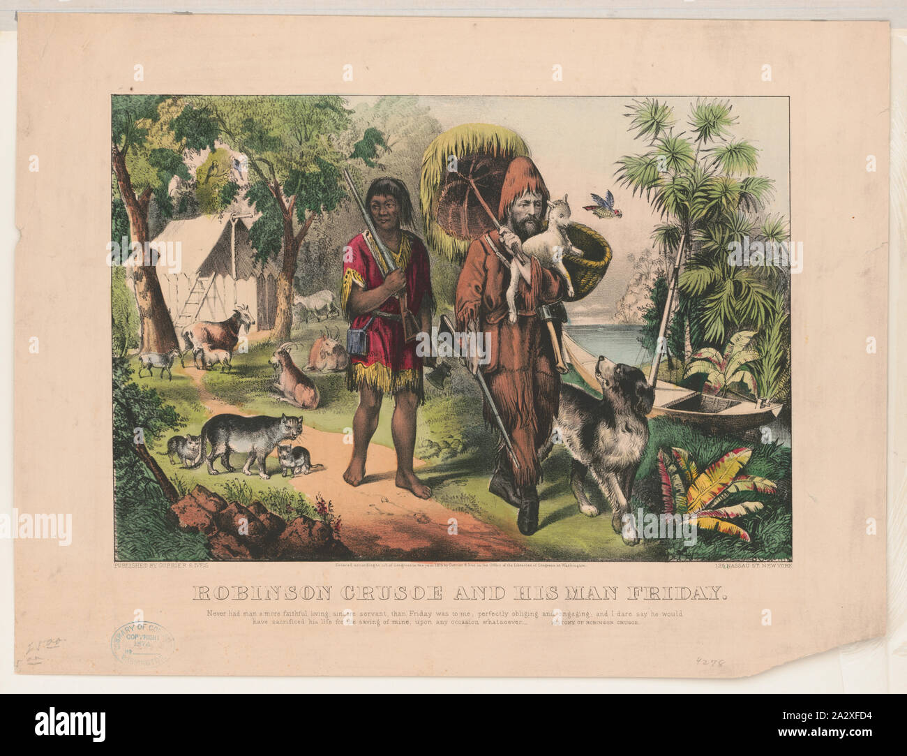 Robinson Crusoe und Freitag seinen Mann Stockfoto