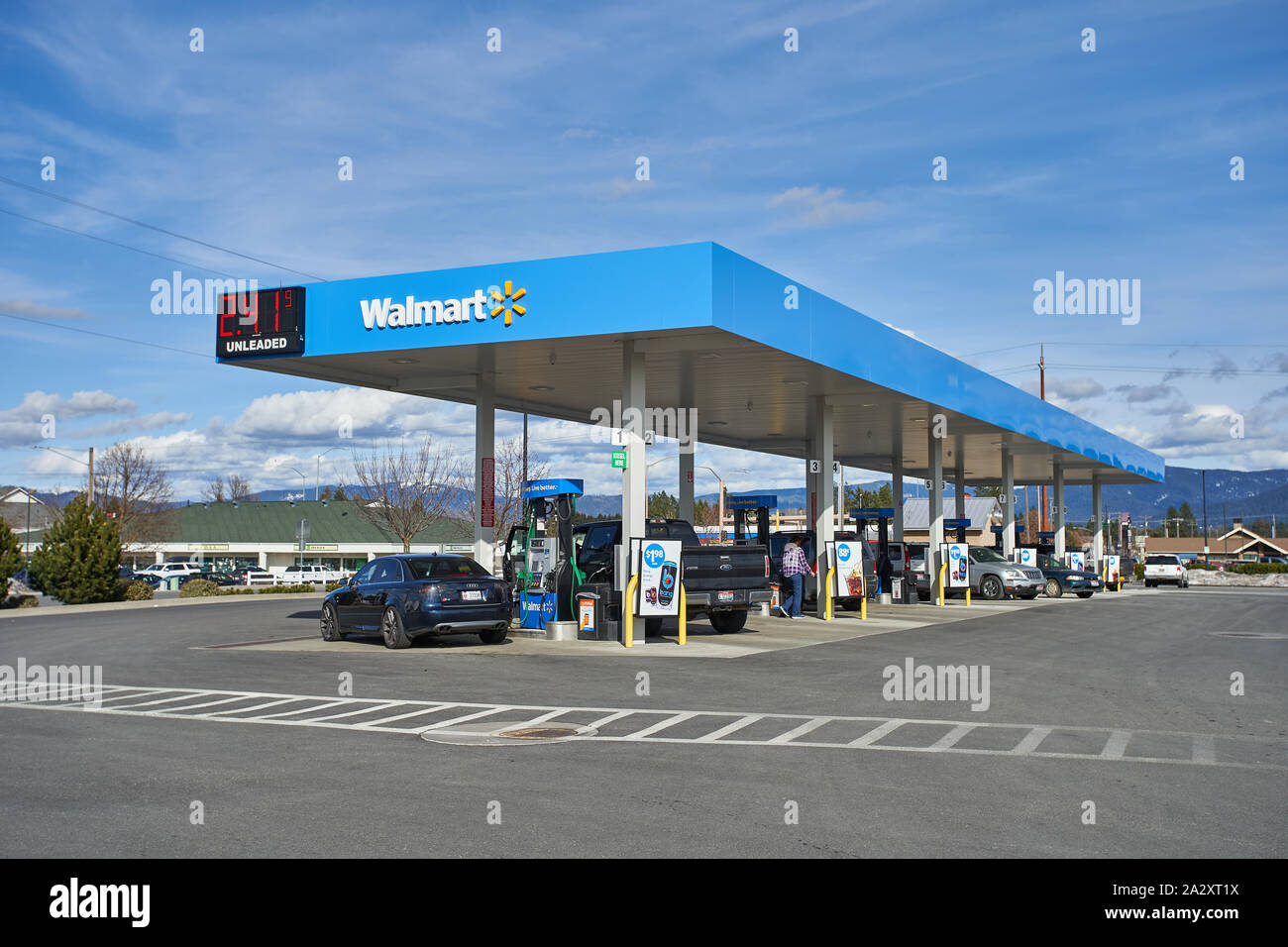 Eine Walmart-Tankstelle in Coeur d'Alene, Idaho, gesehen am Dienstag, 26. März 2019. Stockfoto