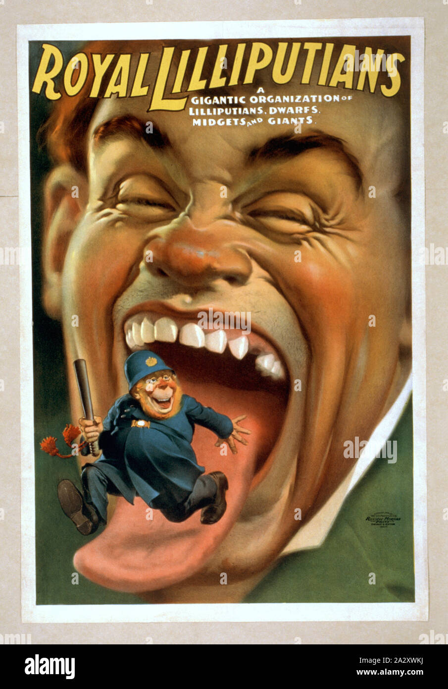 Royal Liliputaner eine gigantische Organisation der Liliputaner, Zwerge, Zwerge und Riesen. Stockfoto