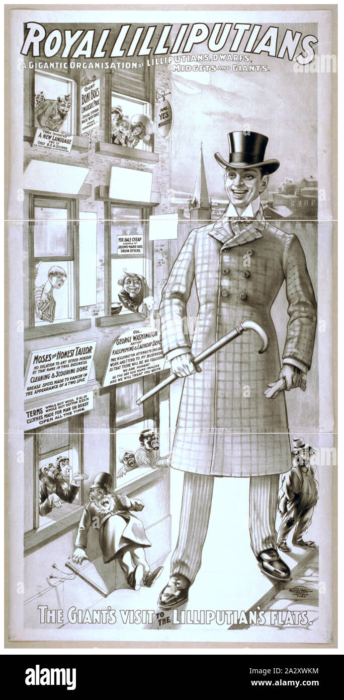 Royal Liliputaner eine gigantische Organisation der Liliputaner, Zwergen, Zwerge und Riesen. Stockfoto