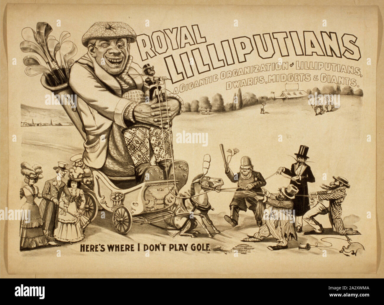 Royal Liliputaner eine gigantische Organisation der Liliputaner, Zwerge, Zwerge und Riesen. Stockfoto