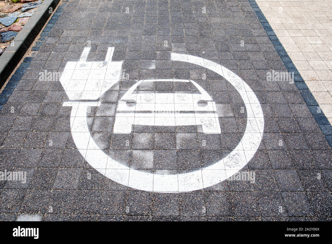 Parkplatz Symbol für elektrische Autos aufgeladen wird Stockfoto