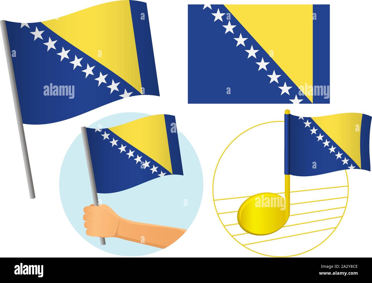 Bosnien und Herzegowina Flagge Symbol gesetzt. Die nationalflagge von