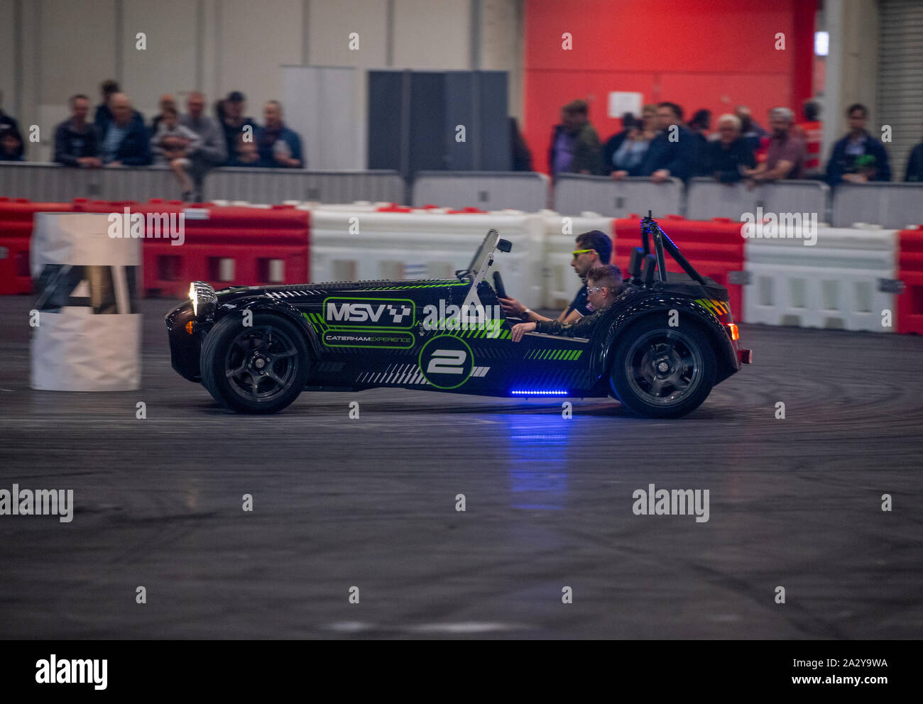 Caterham Drift Taxi, Passagier Fahrten an der London Motor Show Mai 2019, Excel London Stockfoto