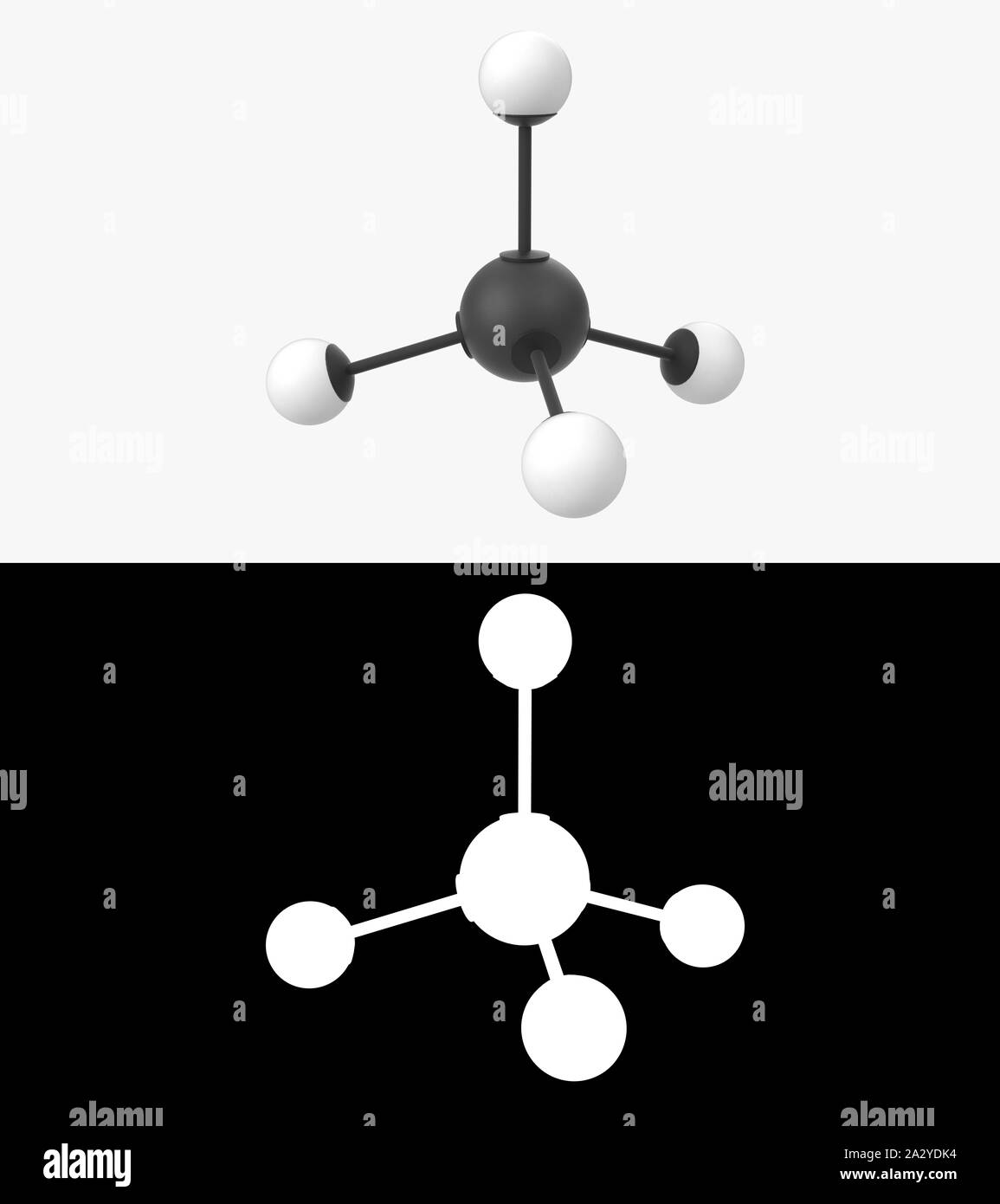 3D-Darstellung eines Methan Molekül mit alpha Schicht Stockfoto