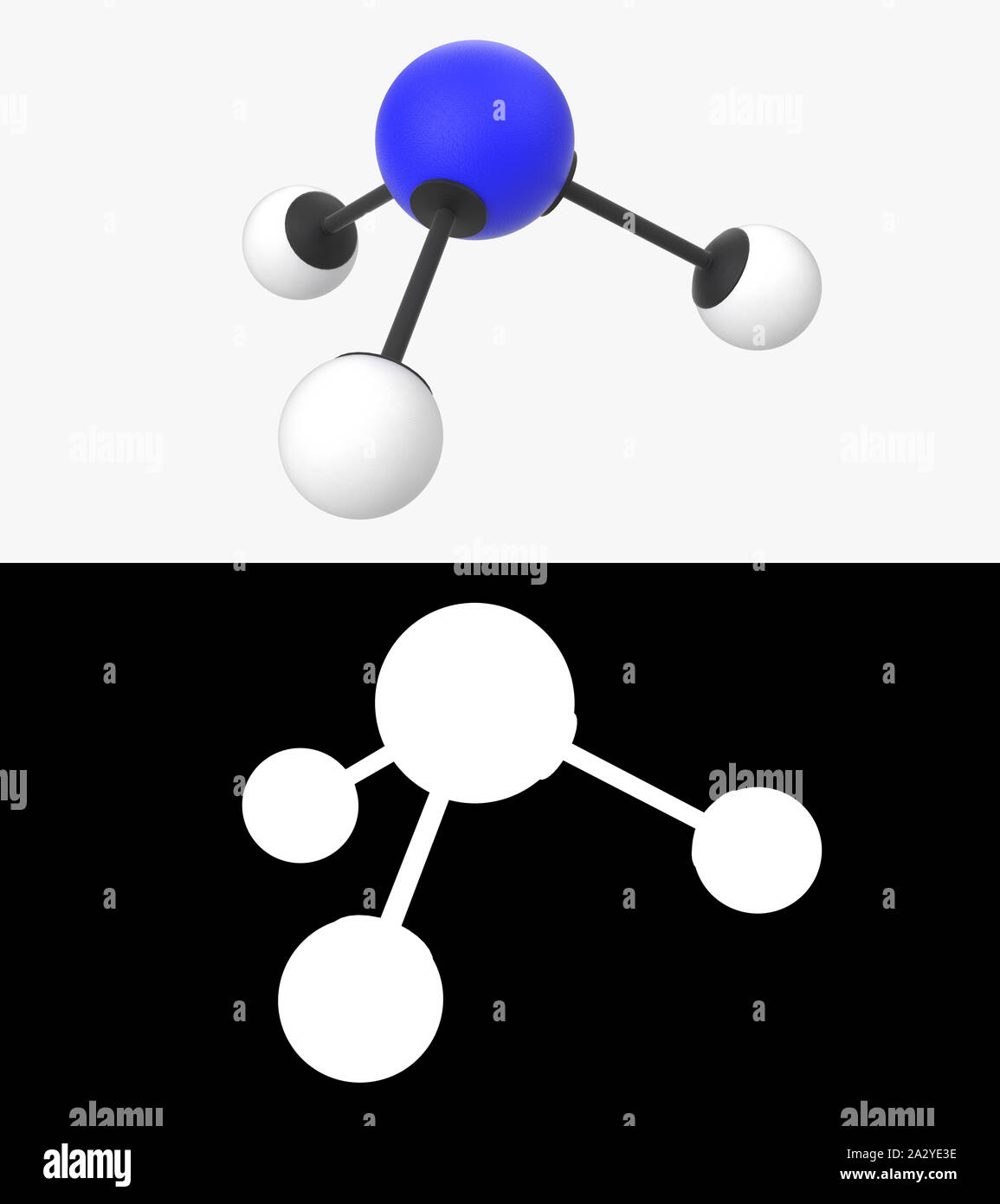 3D-Darstellung eines Ammoniak Molekül mit alpha Schicht Stockfoto