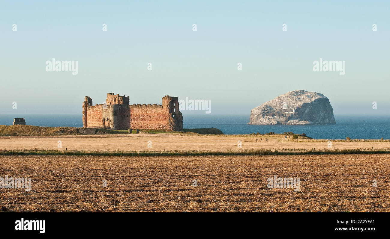 Tantallon Castle und Bass Rock. North Berwick, Schottland Stockfoto