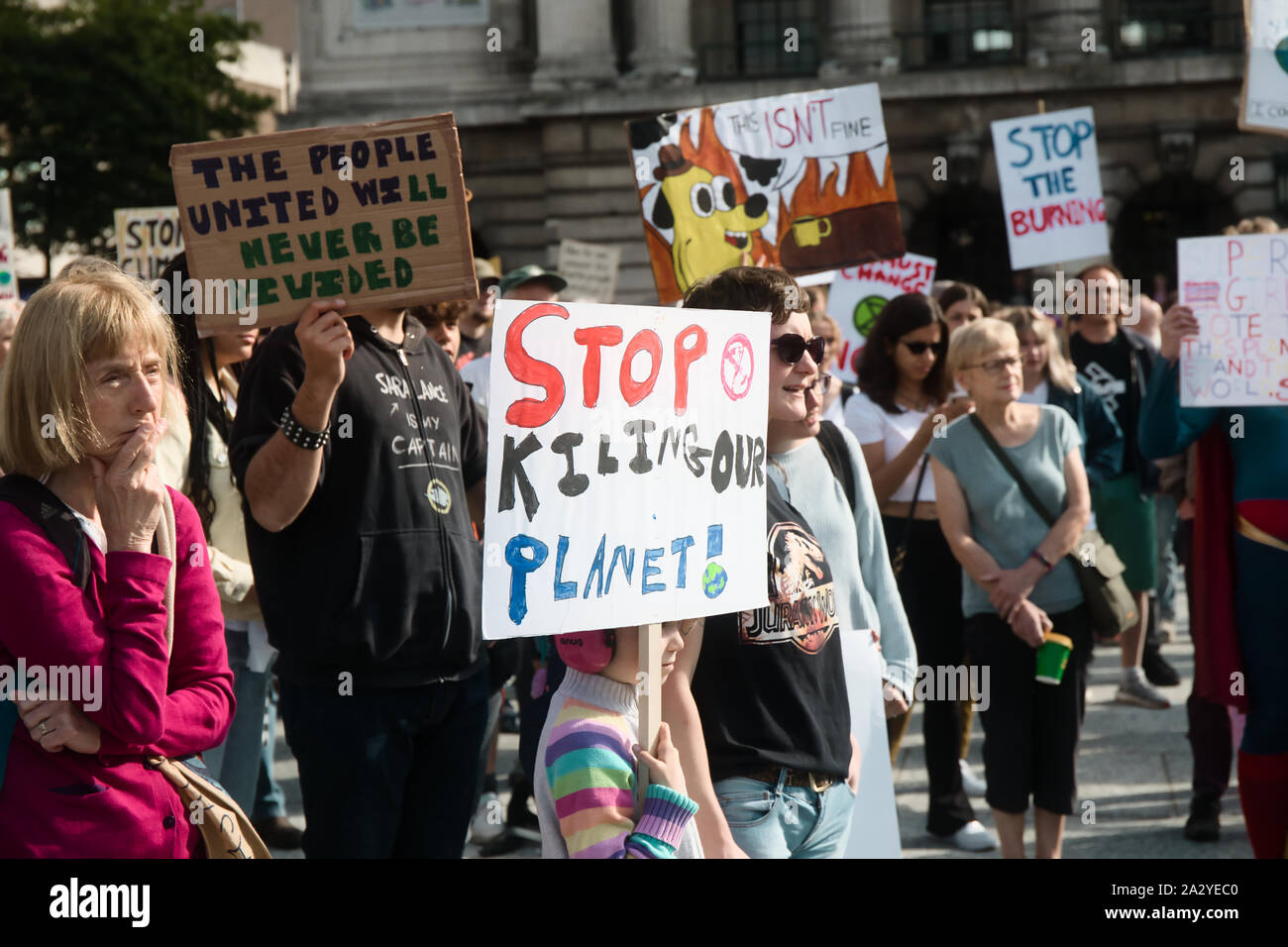 Klimawandel Aktivisten am 20. September, das globale Klima Streik, der Alte Markt, Nottingham, East Midlands, England Stockfoto