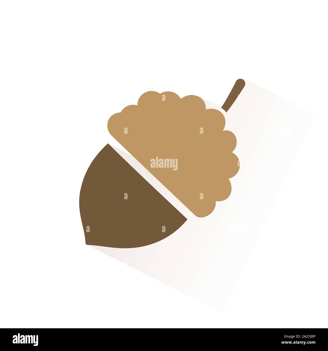 Acorn Farbe Symbol mit Schatten. Flache Vector Illustration Stock Vektor