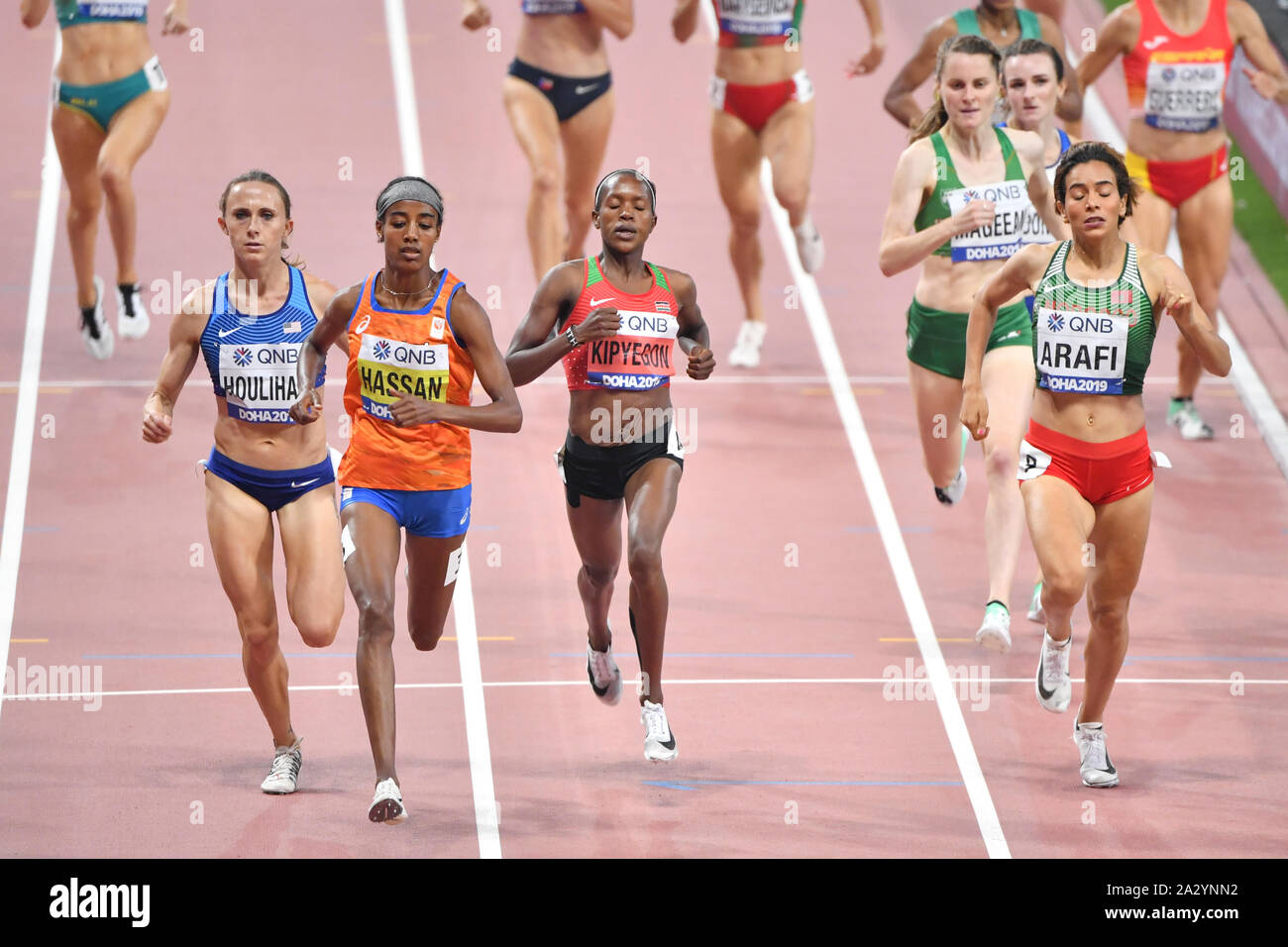 1500 m Halbfinale. IAAF Leichtathletik WM, Doha 2019 Stockfoto