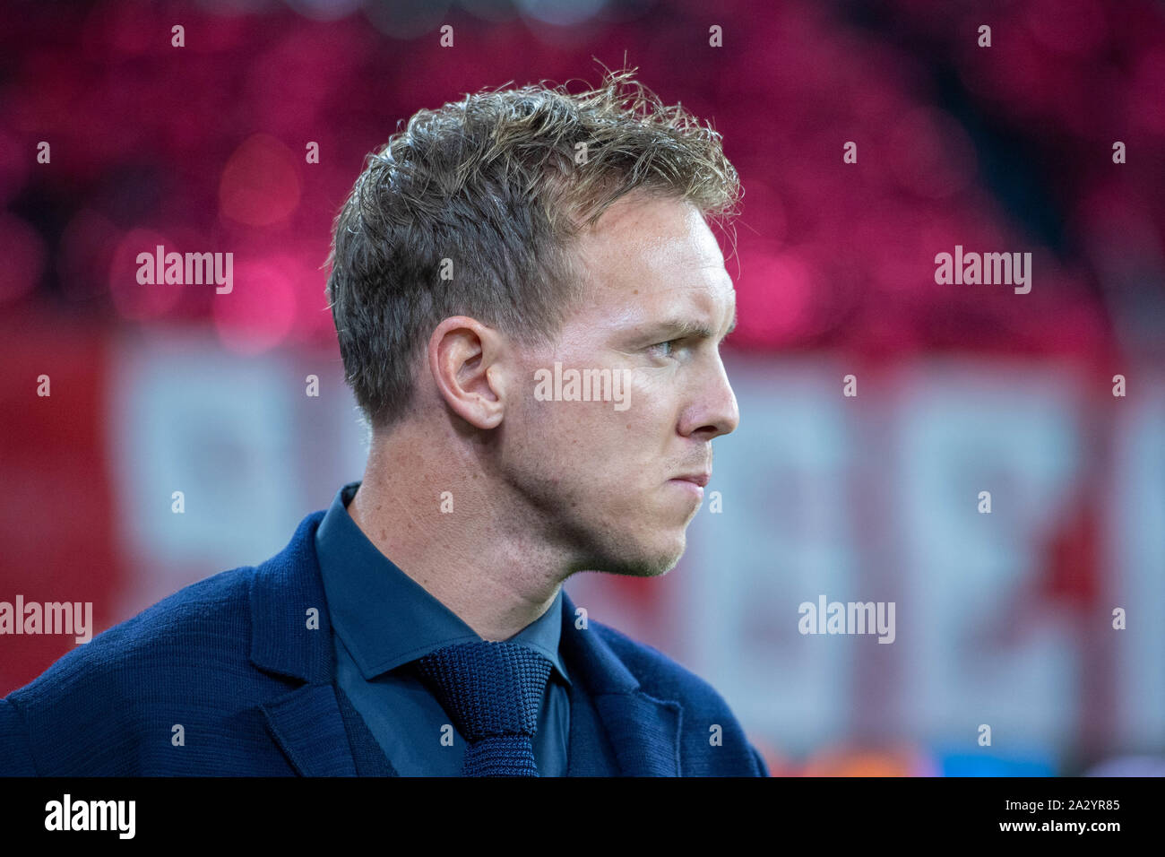 Julian NAGELSMANN (Trainer, L), halbe Länge, Fußball Champions League, Gruppenphase, Gruppe G, Spieltag 2, RB Leipzig (L) - Olympique Lyon (Lyon), am 02.10.2019 in Leipzig/Deutschland. | Verwendung weltweit Stockfoto