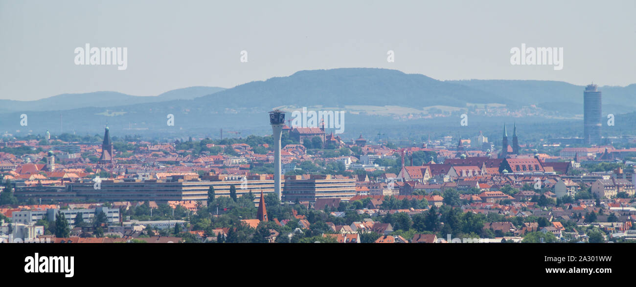 Stadt Panorama von Nürnberg in Franken Stockfoto