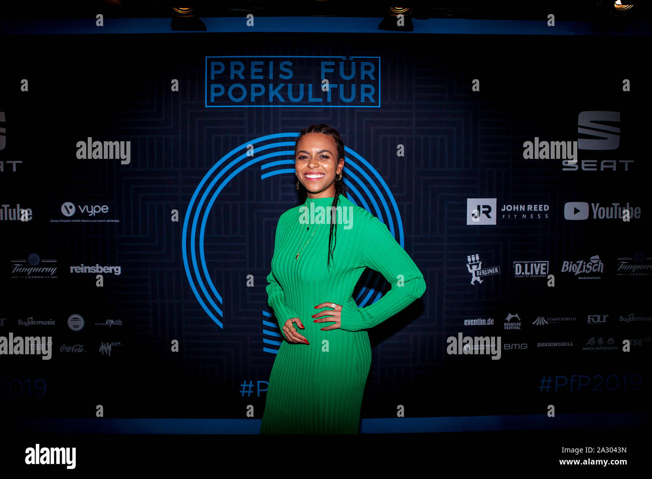 Aminata Belli bei der Preisverleihung für Popkultur 2019 im Tempodrom. Berlin, 02.10.2019 Stockfoto