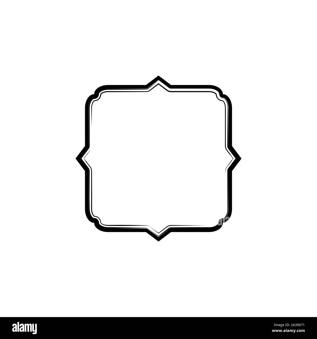 Minimale elegante Grenze vektor Vorlage. Kreative vintage Leere dekorative Rahmen isoliert Clipart auf weißem Hintergrund. Reich verzierte Rechteck Vignette, leeres Etikett einfaches Design Element Stock Vektor