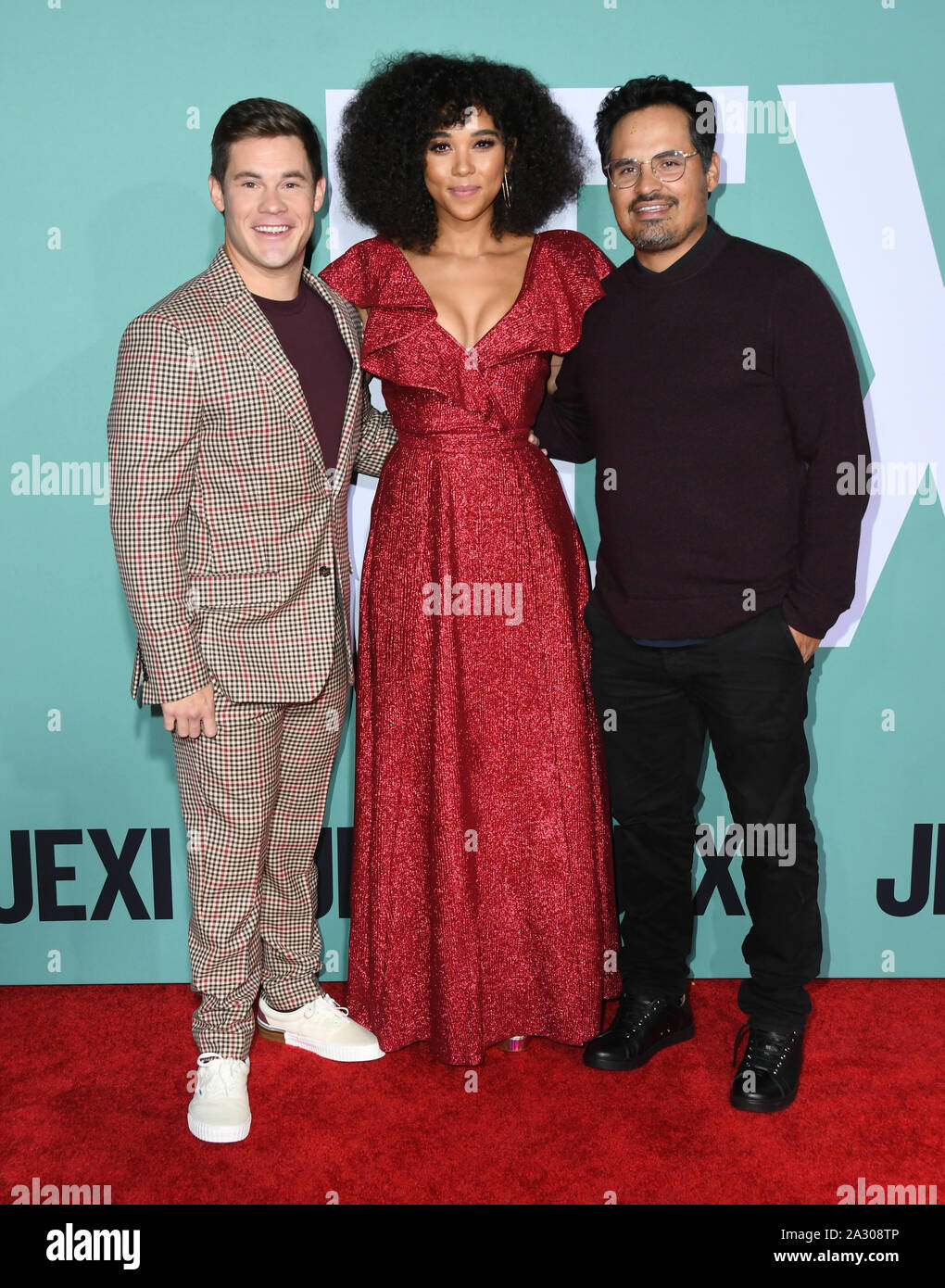 03. Oktober 2019 - Westwood, Kalifornien - Adam Devine, Alexandra Shipp, Michael Pena. "Jexi" Los Angeles Premiere gehalten an Fox Bruin Theater. Photo Credit: Birdie Thompson/AdMedia/MediaPunch Stockfoto