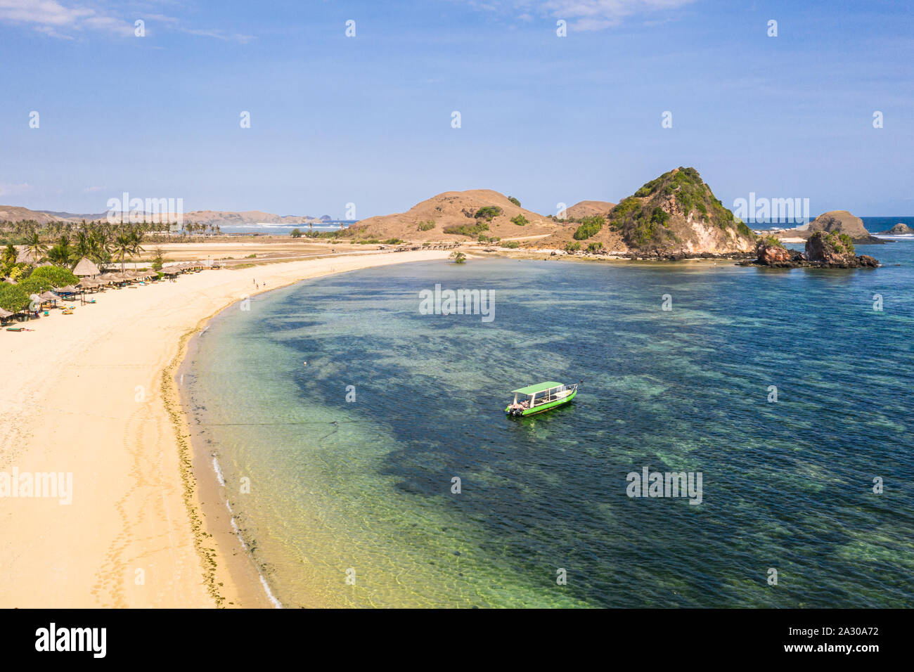 Idyllischen Strand von Kuta im Süden von Lombok in der Provinz West Nusa Tenggara in Indonesien in Südostasien Stockfoto