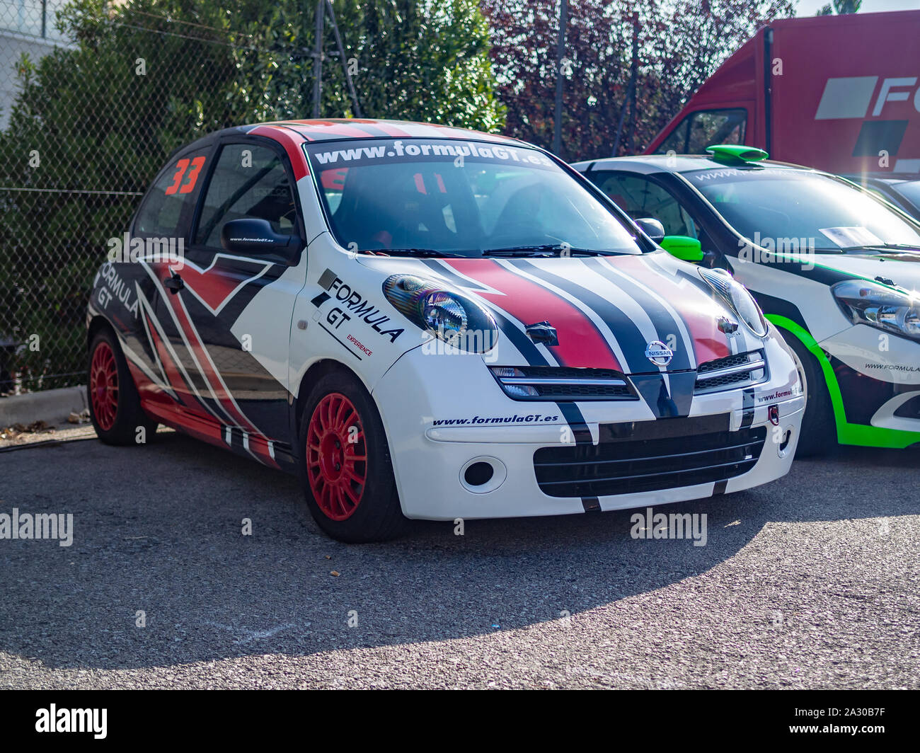 MONTMELO, SPANIEN - 28. SEPTEMBER 2019: Nissan Micra/März k12 Rennwagen Stockfoto