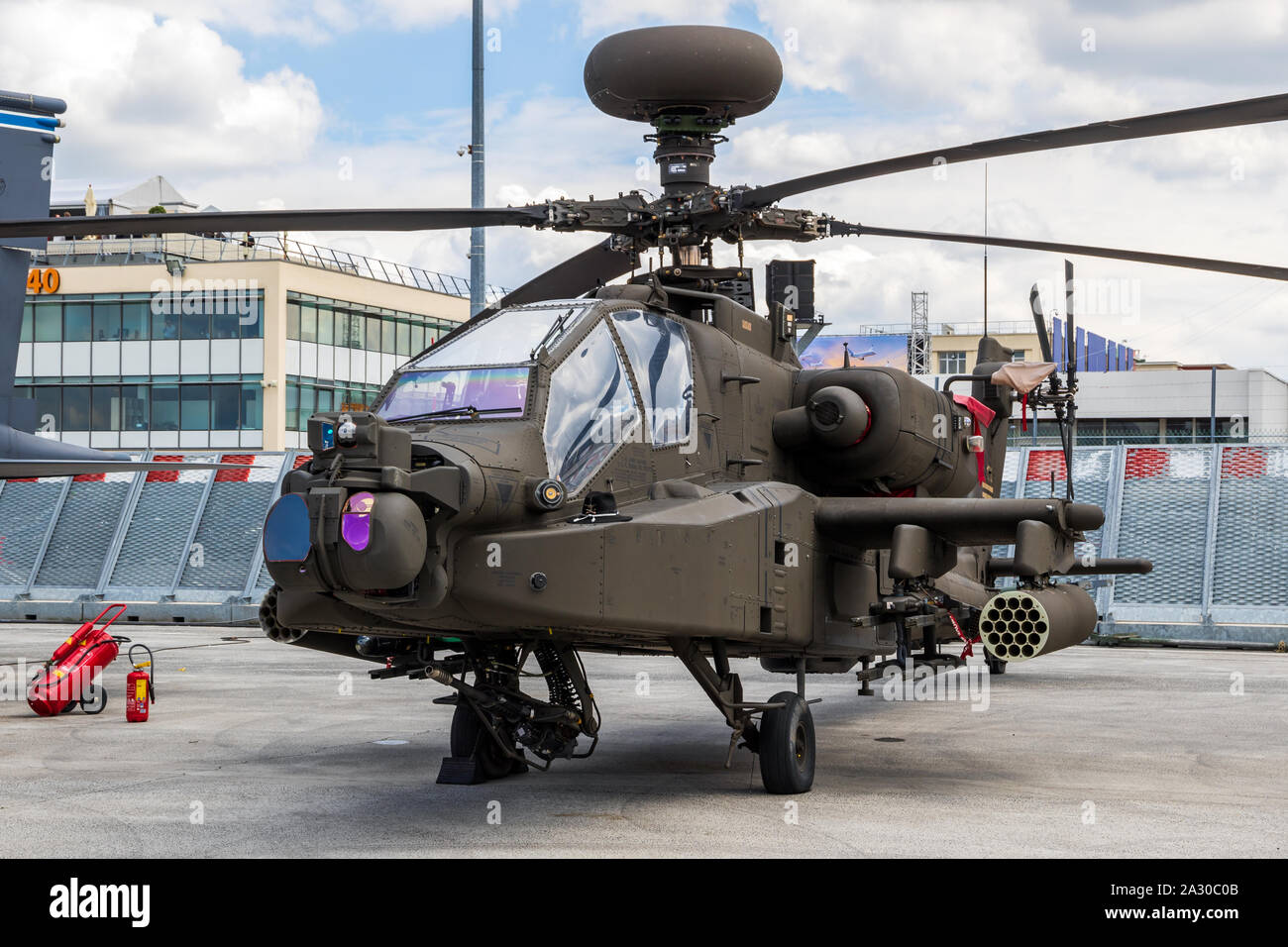 LE BOURGET PARIS - 21.Juni 2019: Neue US-Armee E Boeing AH-64 Apache Guardian Kampfhubschrauber auf der Paris Air Show. Stockfoto