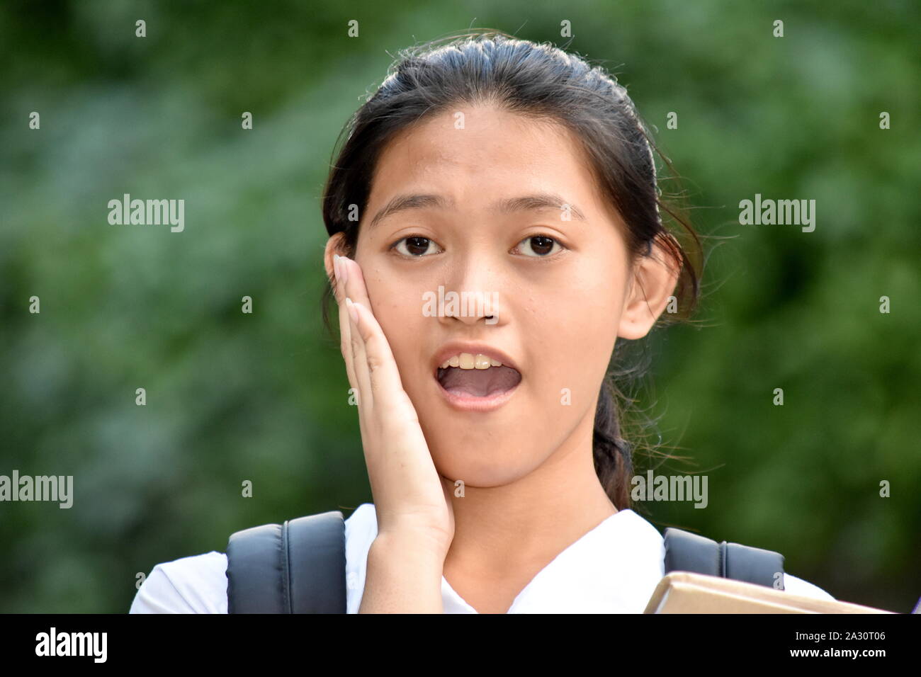 Ein schockiert Studentin Stockfoto