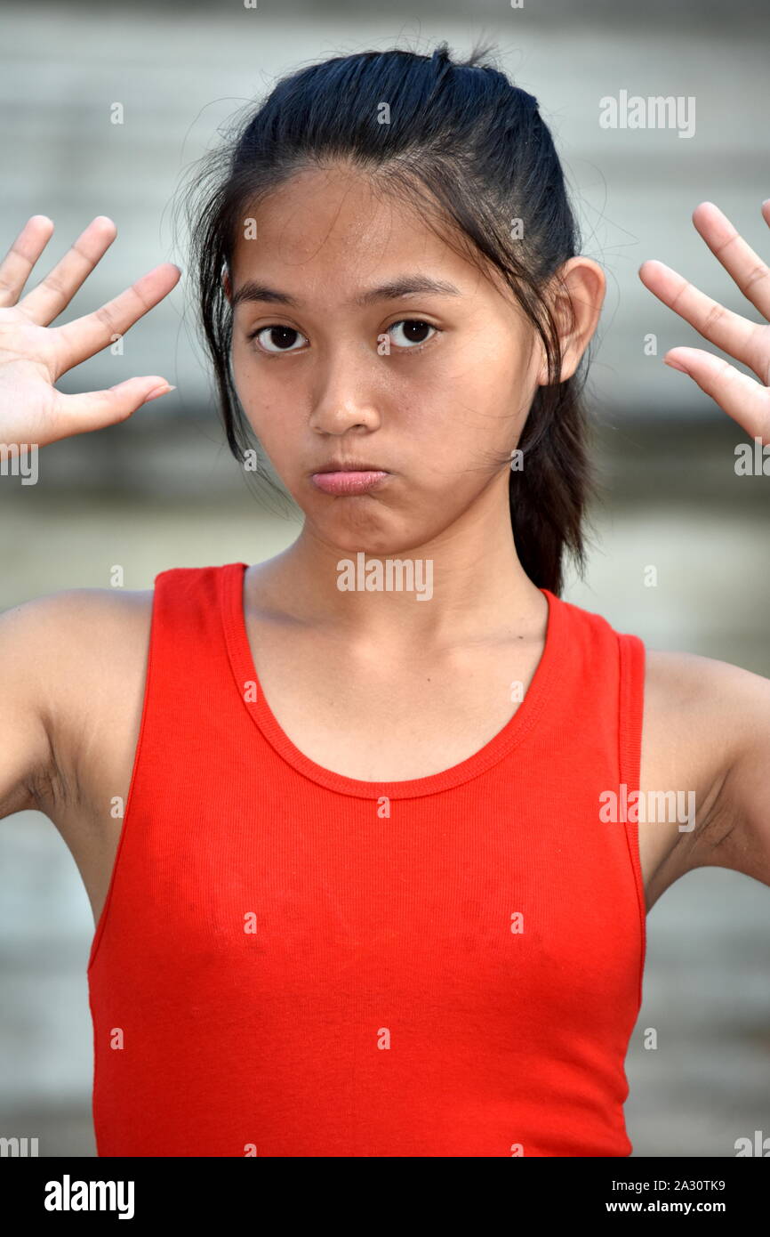 Eine unglückliche Cute vielfältige Person Stockfoto