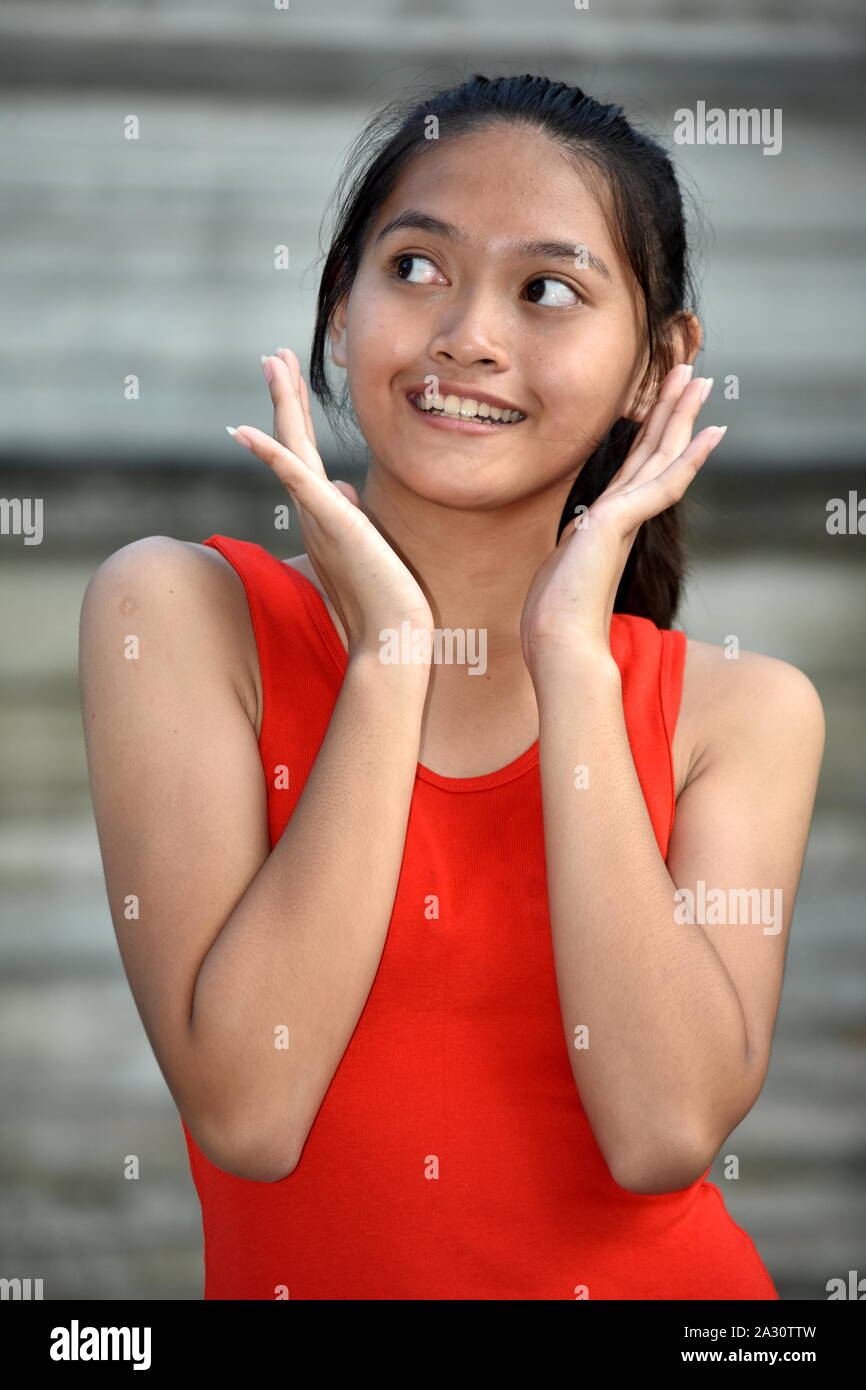 Ein überrascht Hübsche Verschiedene weibliche Teenager Stockfoto