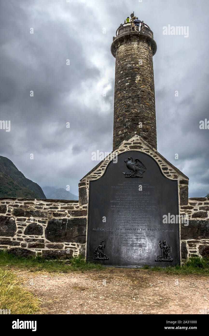 Glenfinnan Monument am Loch Shiel in den schottischen Highlands. Stockfoto
