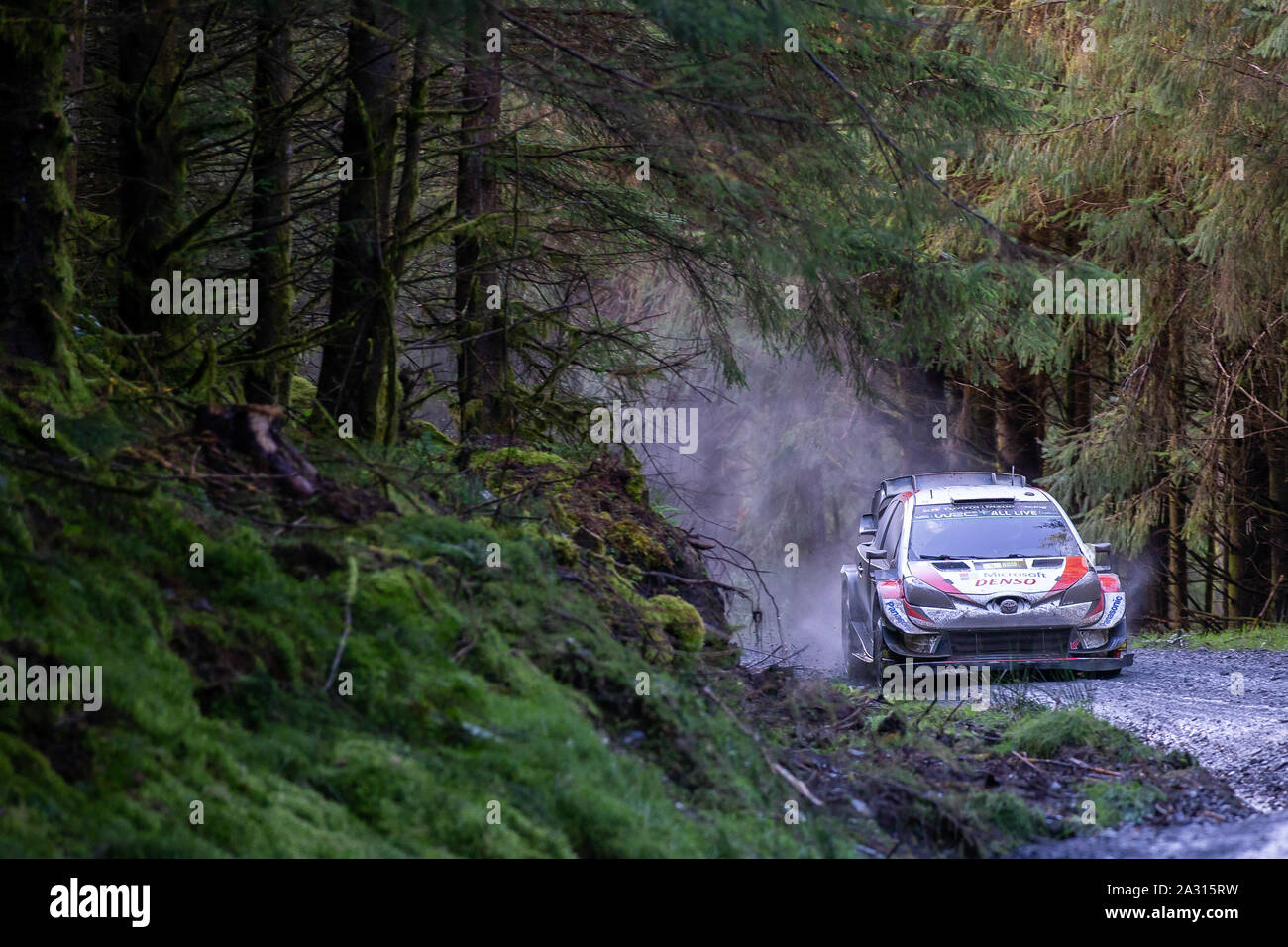 Penmachno, Conwy, Großbritannien. 4. Okt, 2019. WRC Wales Rally GB, Stufe 7; Toyota Gazoo Racing WRT driver Kris Meeke und Co - Treiber Sebastian Marschall in ihren Toyota Corolla WRC-redaktionelle Verwendung Credit: Aktion plus Sport/Alamy leben Nachrichten Stockfoto