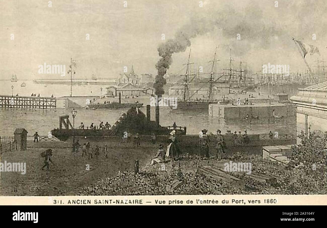 Entrée du Port de Saint-Nazaire en 1860. Stockfoto