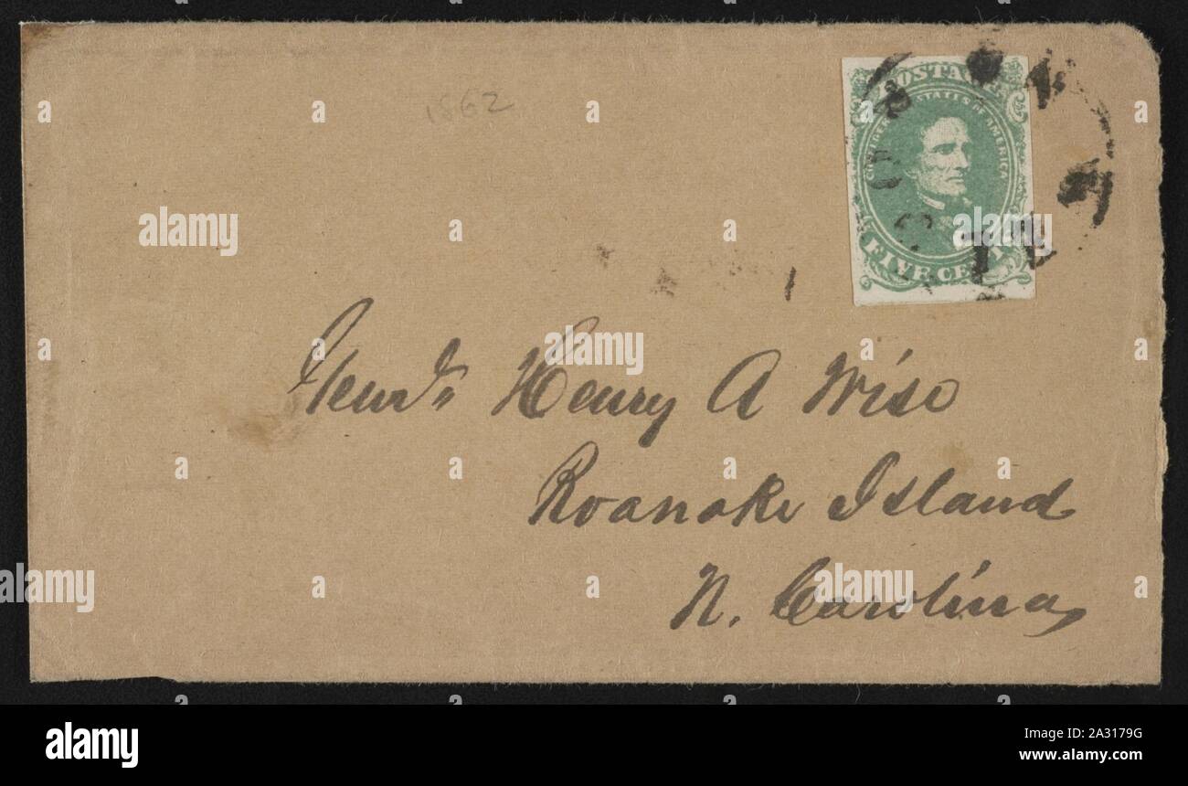 Umschlag an Genl. Henry A. Weisen, Roanoke Island, N. Carolina Stockfoto