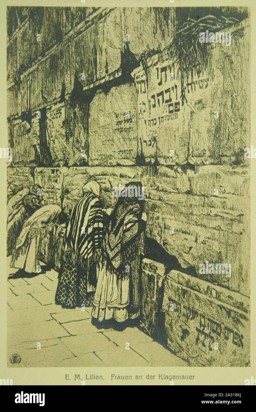 Ephraim Mose Lilien Historische Bilder der westlichen Mauer - 1920 C SR019. Stockfoto