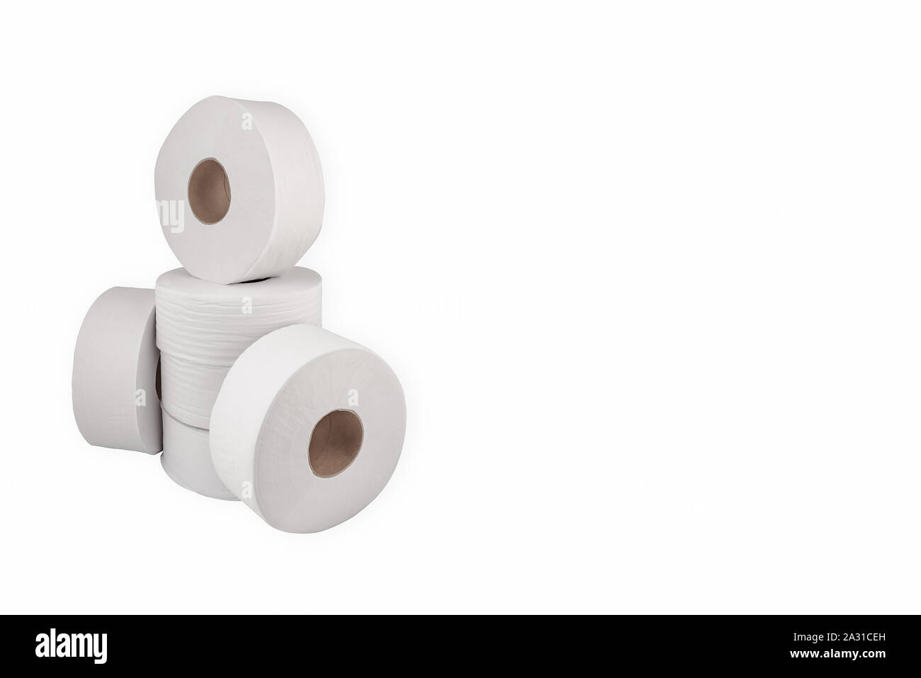Jumbo Toilettenpapier 9 Zoll rollen für Spender weiß große runde Weiche ply entpackt Stockfoto