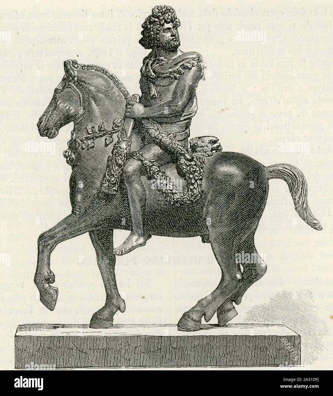 Ercole ein Cavallo bronzo di Bertoldo di Giovanni xilografia. Stockfoto