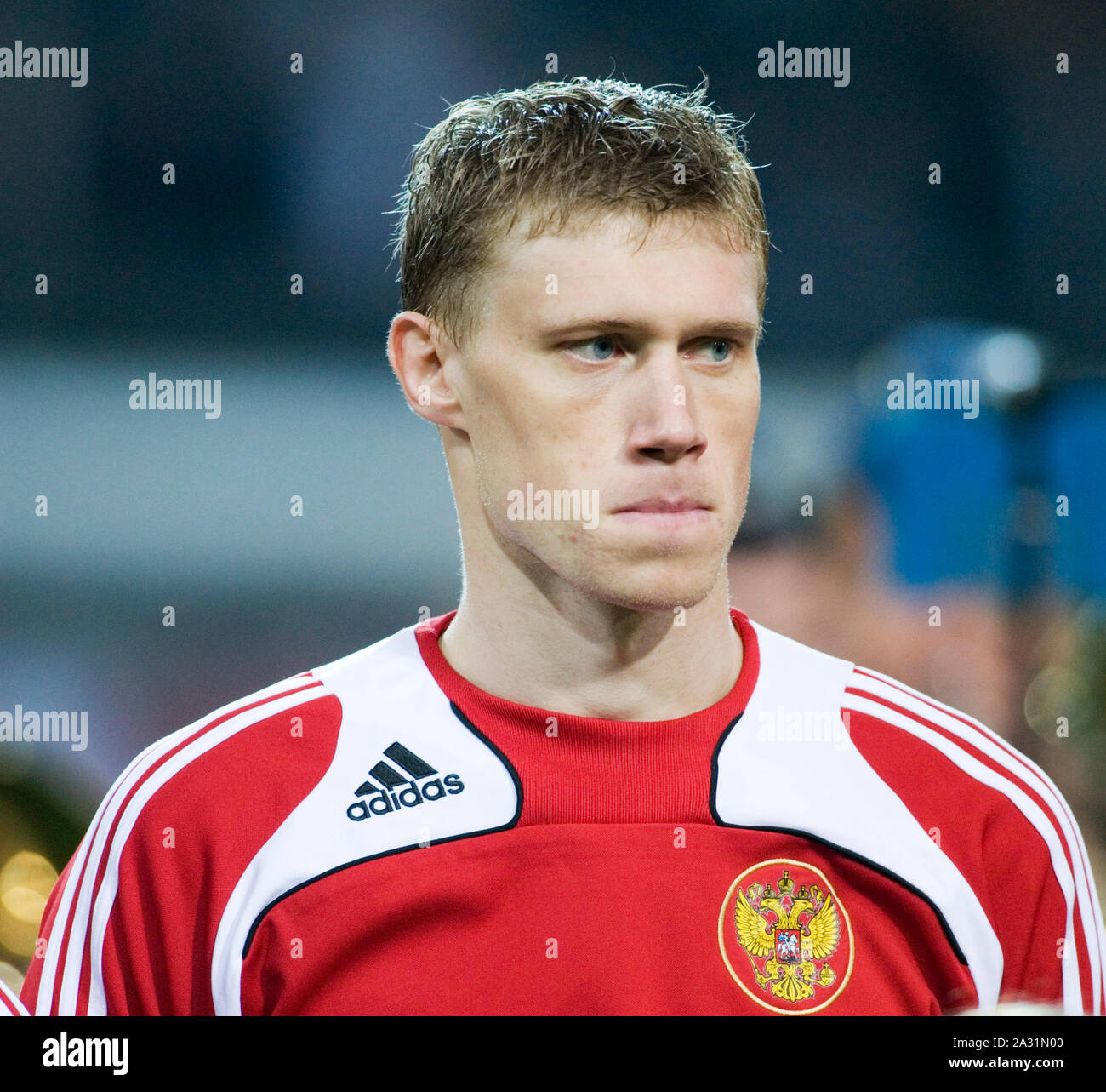 Signal-Iduna-Arena Dortmund, Deutschland 11.10.2008, Fußball: Internationale qualifer für WM 2010, Deutschland (GER, Weiß) vs Russland (RUS, Rot), Pavel Pogrebnyak (RUS) Stockfoto