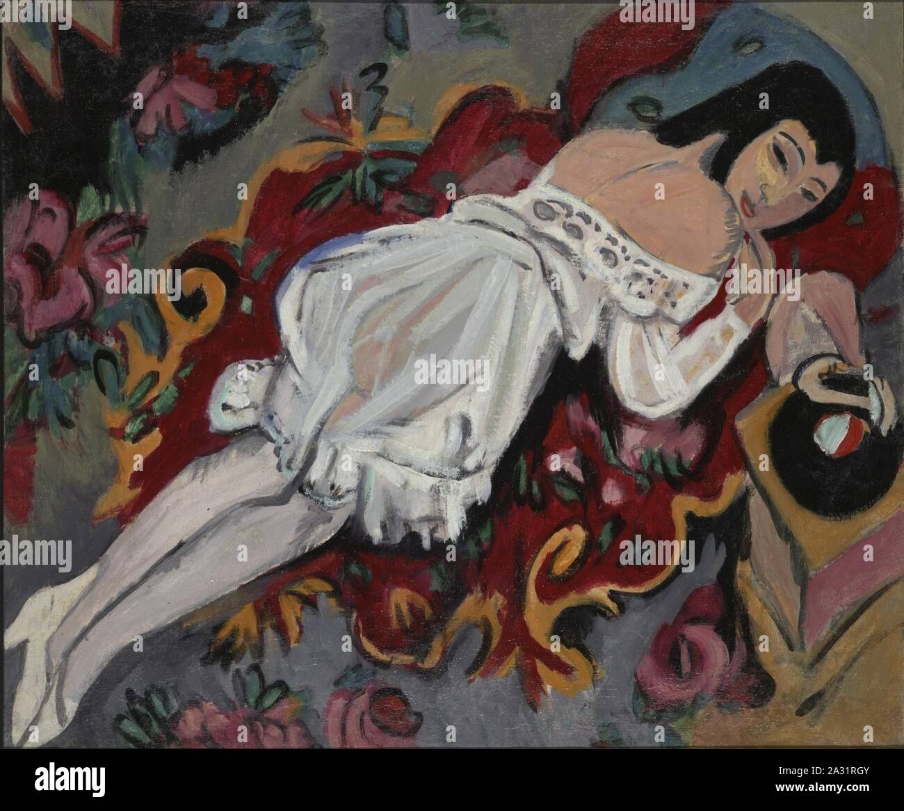 Ernst Ludwig Kirchner - Mädchen in weißem Pullover (1914). Stockfoto