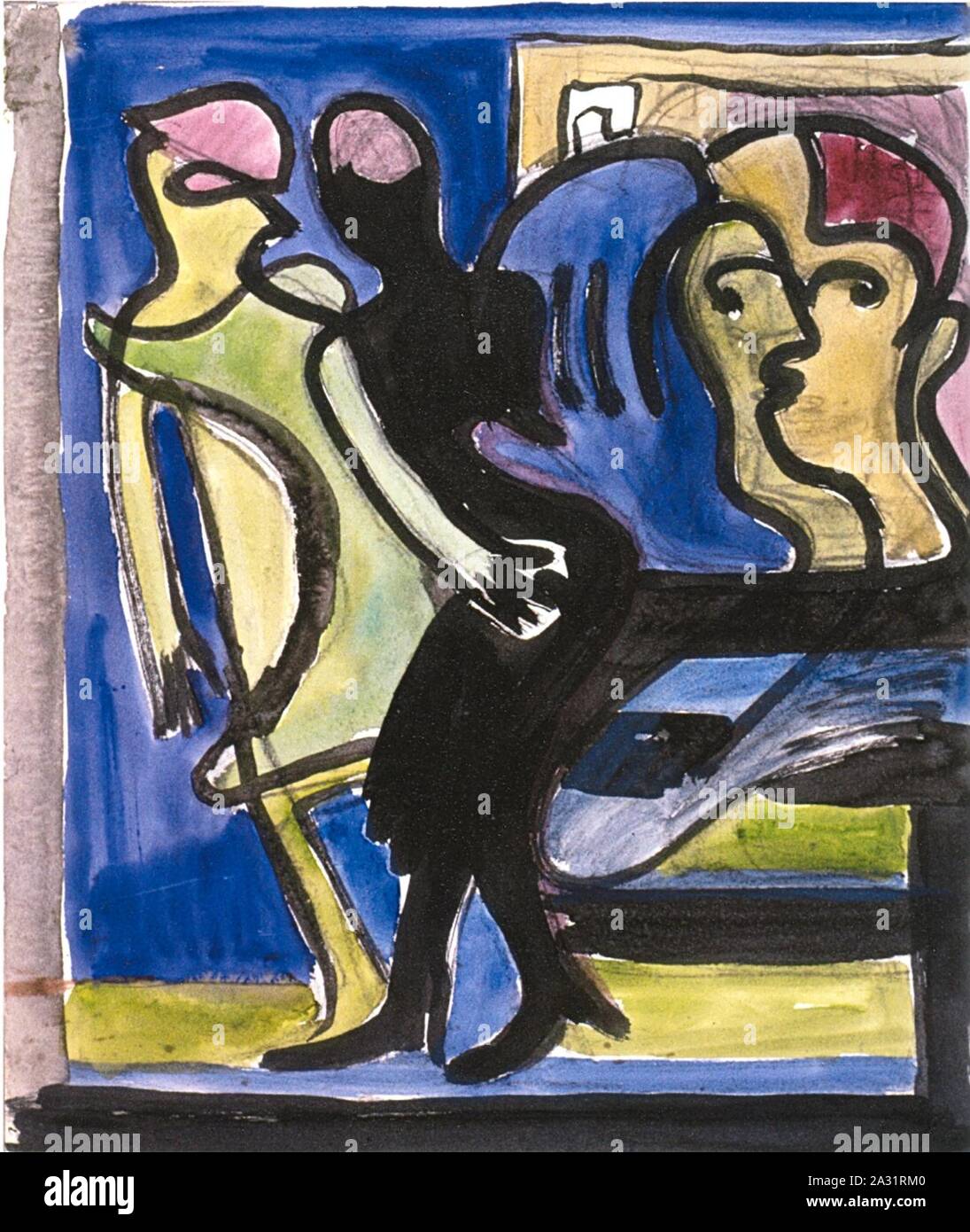 Ernst Ludwig Kirchner - Straßenszene - Durchblick im Cafe 1935. Stockfoto