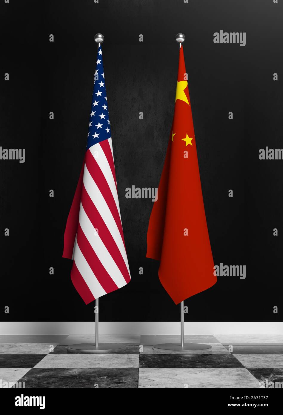 USA und chinesische Fahne Stockfoto