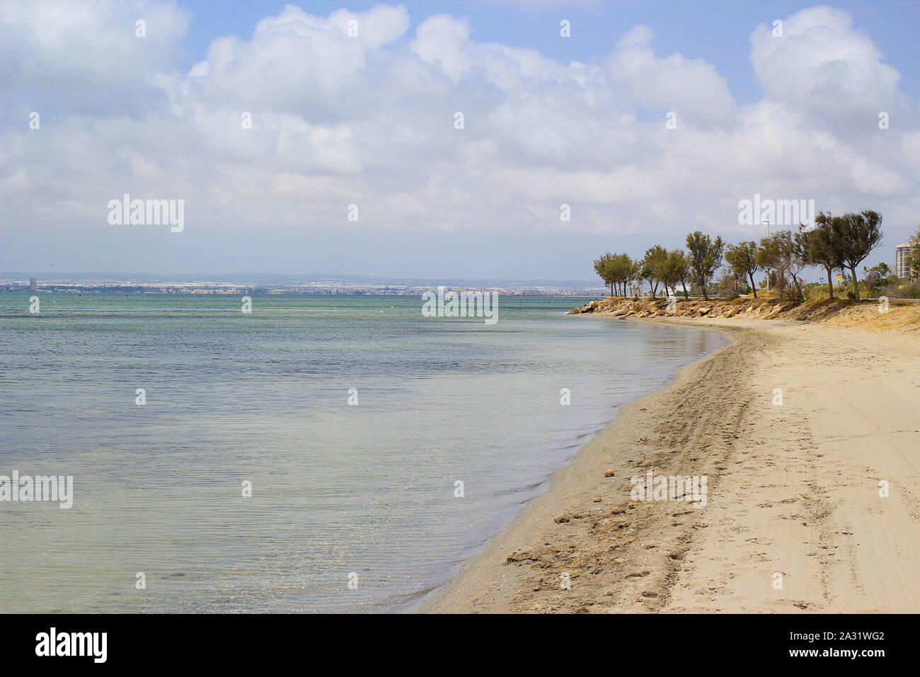 Spanien. La Manga. Schönen endlosen Strand und warmes Meer Stockfoto