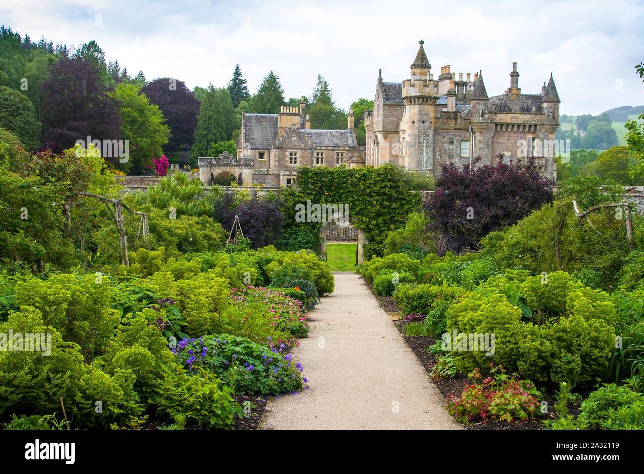 Die Wanderer schottischen Grenze Programm, Juni 4th, 2019 zu Fuß von Abbotsford, die herrschaftliche Villa von Sir Walter Scott und fischen entlang des Tweed River, Stockfoto