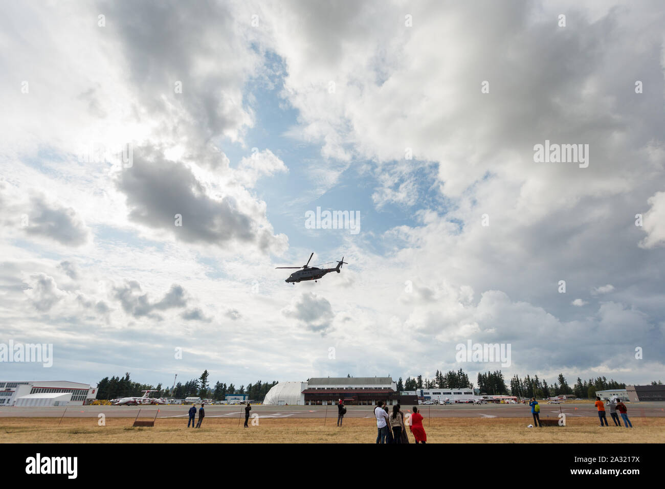 ABBOTSFORD, BC, Kanada - 11.August 2019: EIN RCAF CH-148 Hubschrauber, die bei der abbotsford International Airshow. Stockfoto