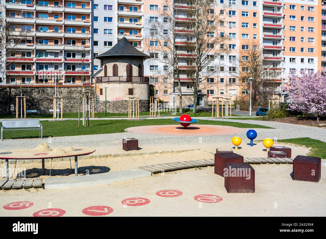 Spielplatz am Pulverturm Zwickau Stockfoto