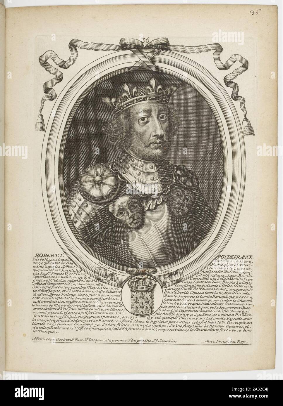 Estampes par Nicolas de Larmessin. f045. Robert II., Roi de France. Stockfoto