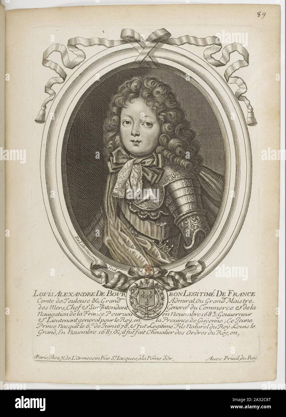 Estampes par Nicolas de Larmessin. f098. Louis-Alexandre de Bourbon, comte de Toulouse. Stockfoto