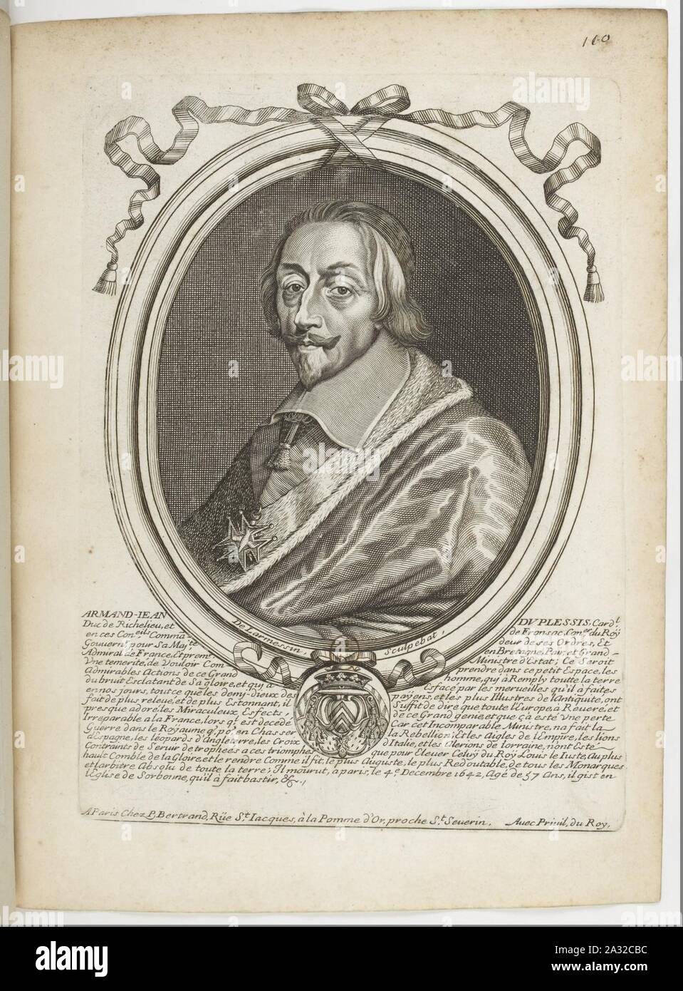 Estampes par Nicolas de Larmessin. f118. Armand Jean du Plessis, duc de Richelieu Kardinal. Stockfoto