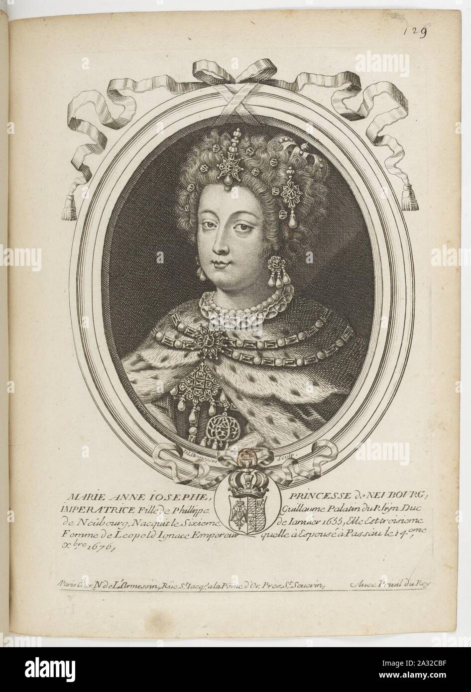 Estampes par Nicolas de Larmessin. f135. Éléonore de Neubourg, Impératrice Germanique. Stockfoto