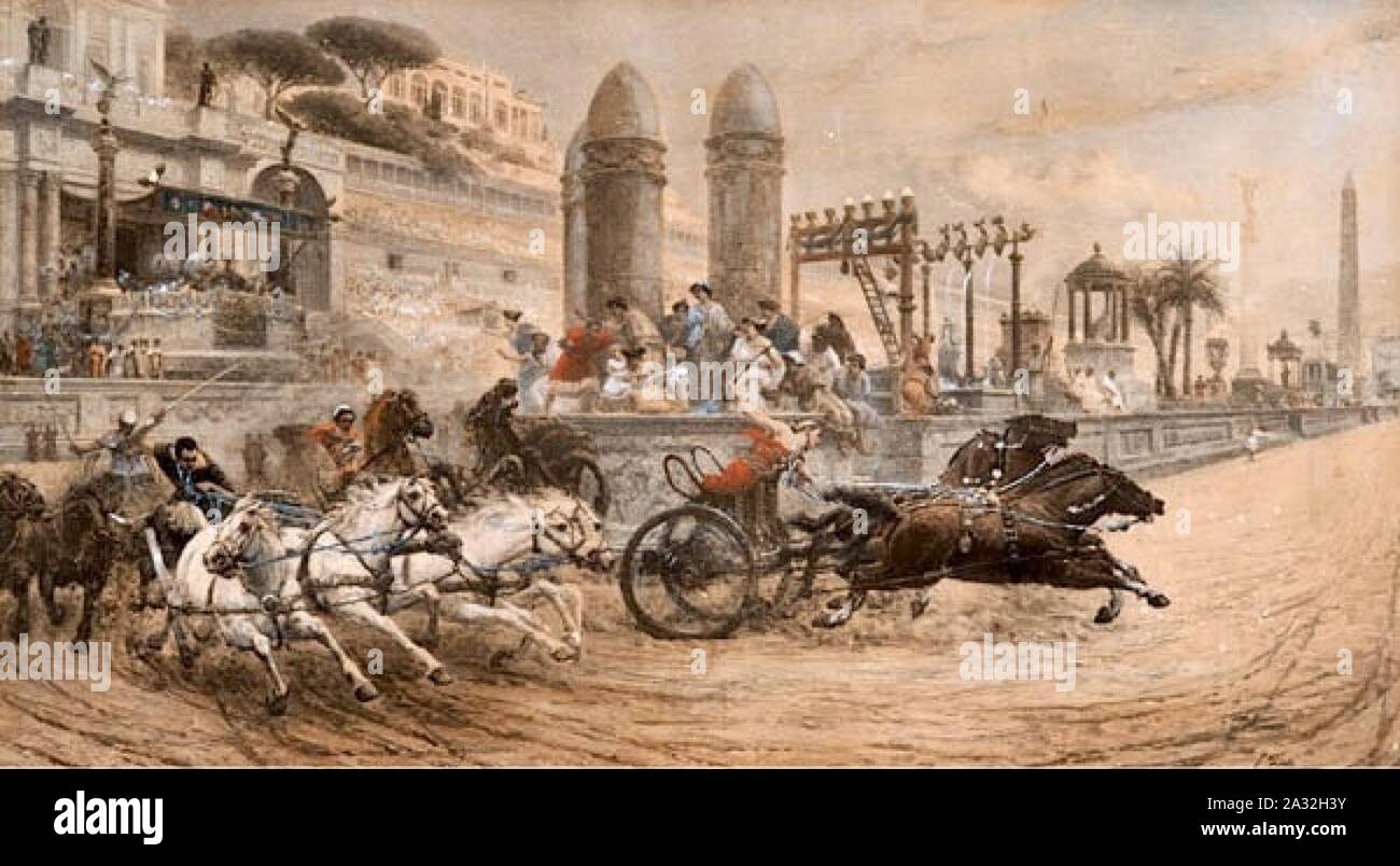 Ettore Forti Wagen Racing im Circus Maximus. Stockfoto