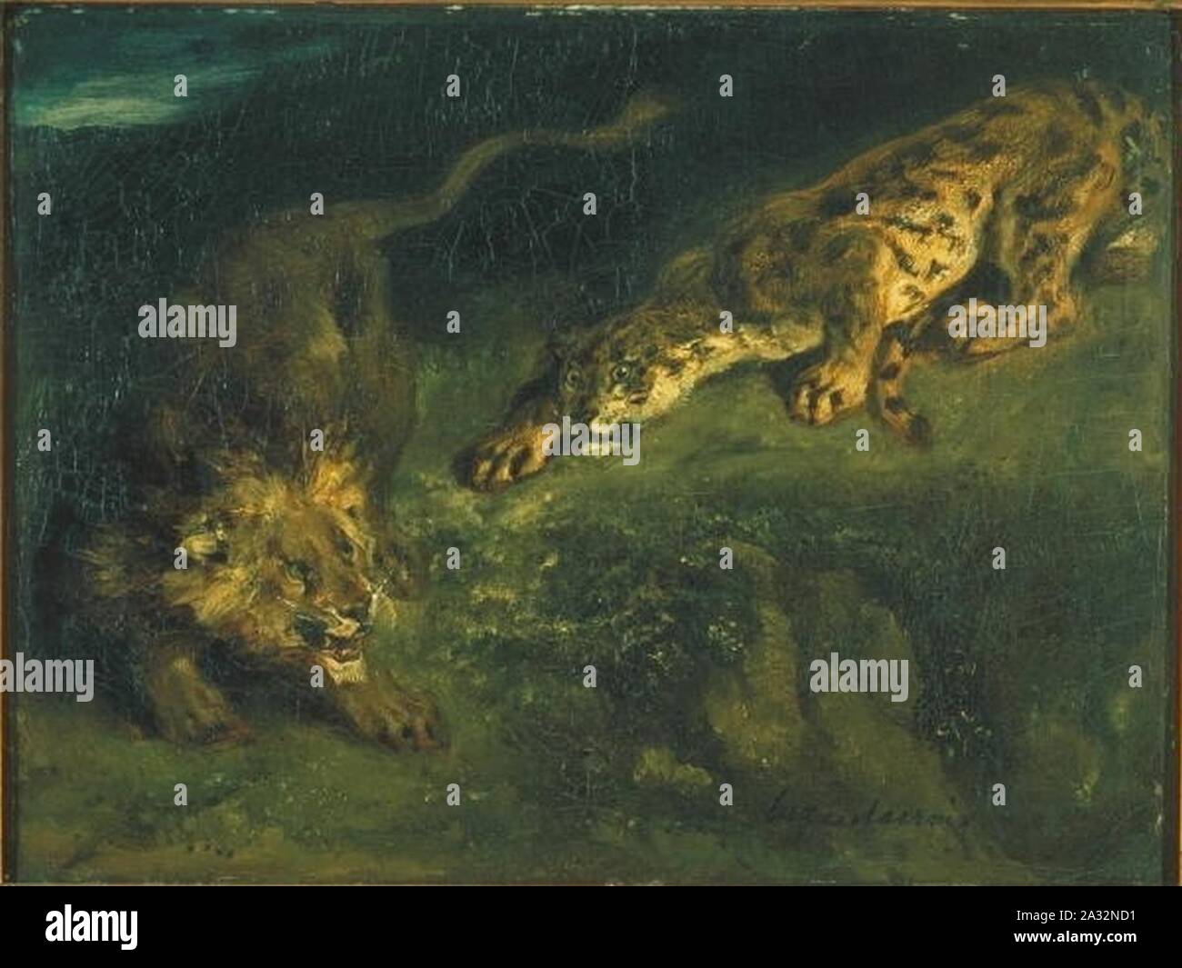 Eugene Delacroix 26. 4. 1798-13. 8. 1863 - Tygr ein Lev. Stockfoto