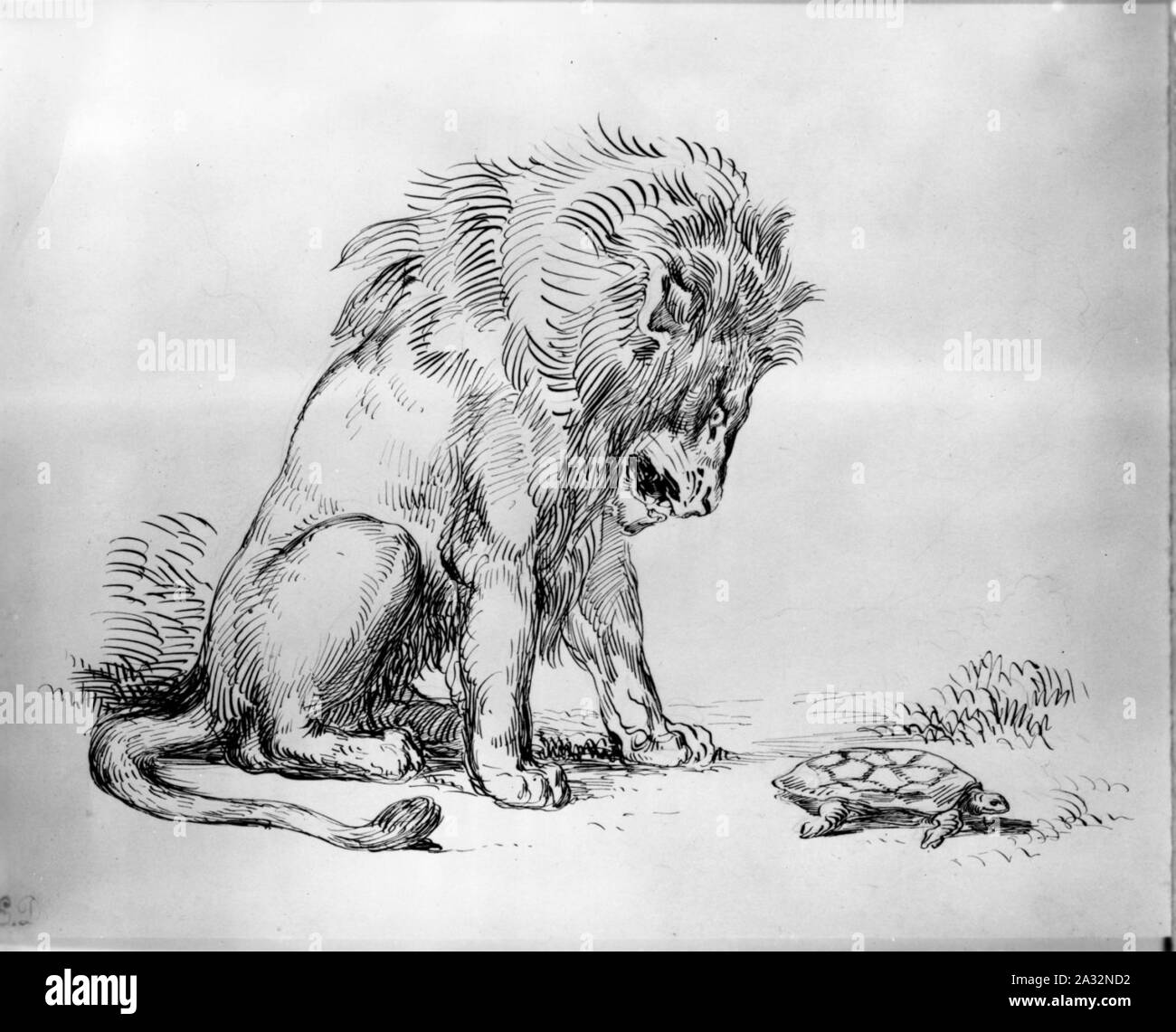 Eugène Delacroix - Lion und Schildkröte - Stockfoto