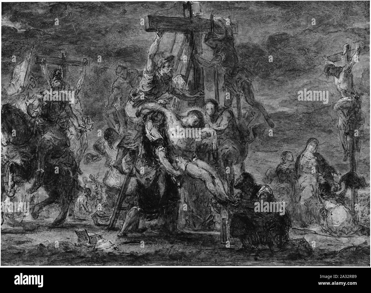 Eugène Delacroix - Die Kreuzabnahme Stockfoto